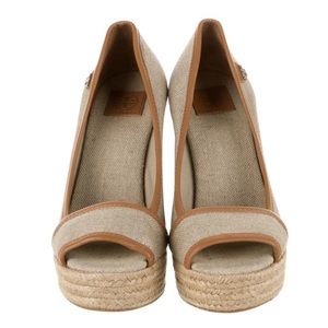Tory Burch Jute Espadrille Wedge Shoes Like New